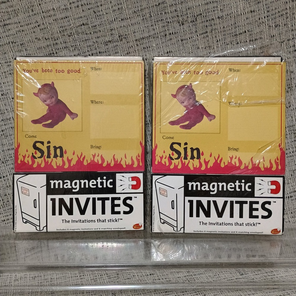 "You've Been Good, Come Sin" Magnetic Party Invites 2 Pack 11 invites missing 1
